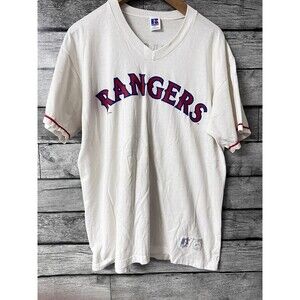 Vintage Russell Athletic Texas Rangers V-neck Jersey Blue Sz Large #11